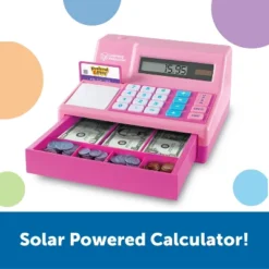 Learning Resources Pretend & Play Calculator Cash Register Pink - 73 Pieces, Ages 3+ Educational Toddler Toys