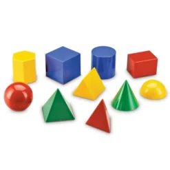 Learning Resources Large 3" Geometric Shapes Set - 10 Pieces, Ages 5+ Geometry For Kids, Math Learning Games For Kids