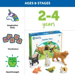 Learning Resources Jumbo Domestic Pets: Cat, Dog, Rabbit, Guinea Pig, Fish And Bird, 6 Animals, Ages 2+ -Learning Resources GUEST 3a0a296a d442 429f 90e3 9d882c36c9d9