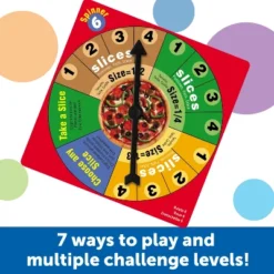 Learning Resources Pizza Fraction Fun Game, 13 Fraction Pizzas, 16 Piece Game, Ages 6+