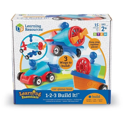 Learning Resources 1-2-3 Build It! Car, Boat, Plane, 15 Pieces 7 Learning Resources 1-2-3 Build It! Car, Boat, Plane, 15 Pieces - Image 5
