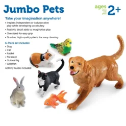 Learning Resources Jumbo Domestic Pets: Cat, Dog, Rabbit, Guinea Pig, Fish And Bird, 6 Animals, Ages 2+ -Learning Resources GUEST 8cb57a80 e30a 429e 9cce c21afb5c56dc