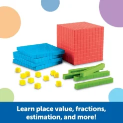 Learning Resources Brights! Base Ten Starter Kit, Math Tool, 141 Pieces, Ages 6+
