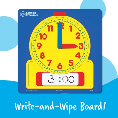 Learning Resources Write & Wipe Demonstration Clock, Easy-to-Read, 12" Square Clock, Ages 6+ 3 Learning Resources Write & Wipe Demonstration Clock, Easy-to-Read, 12" Square Clock, Ages 6+