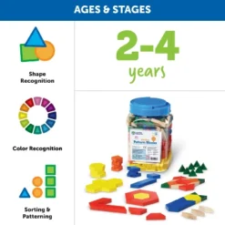 Learning Resources Wooden Pattern Blocks - Set Of 250 Pieces, Ages 3+ -Learning Resources GUEST d175404a 33ef 4f94 9671 92874ece1da0