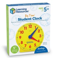 Learning Resources Big Time Student Clock Teaching And Demonstration Clock 12 Hour Ages 5plus: Plastic, Kindergarten Teaching Aid